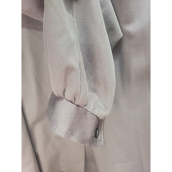 Vintage Handmade Gray Bow Tie Blouse Buttons Down Sz‎ 2X - Picture 8 of 11